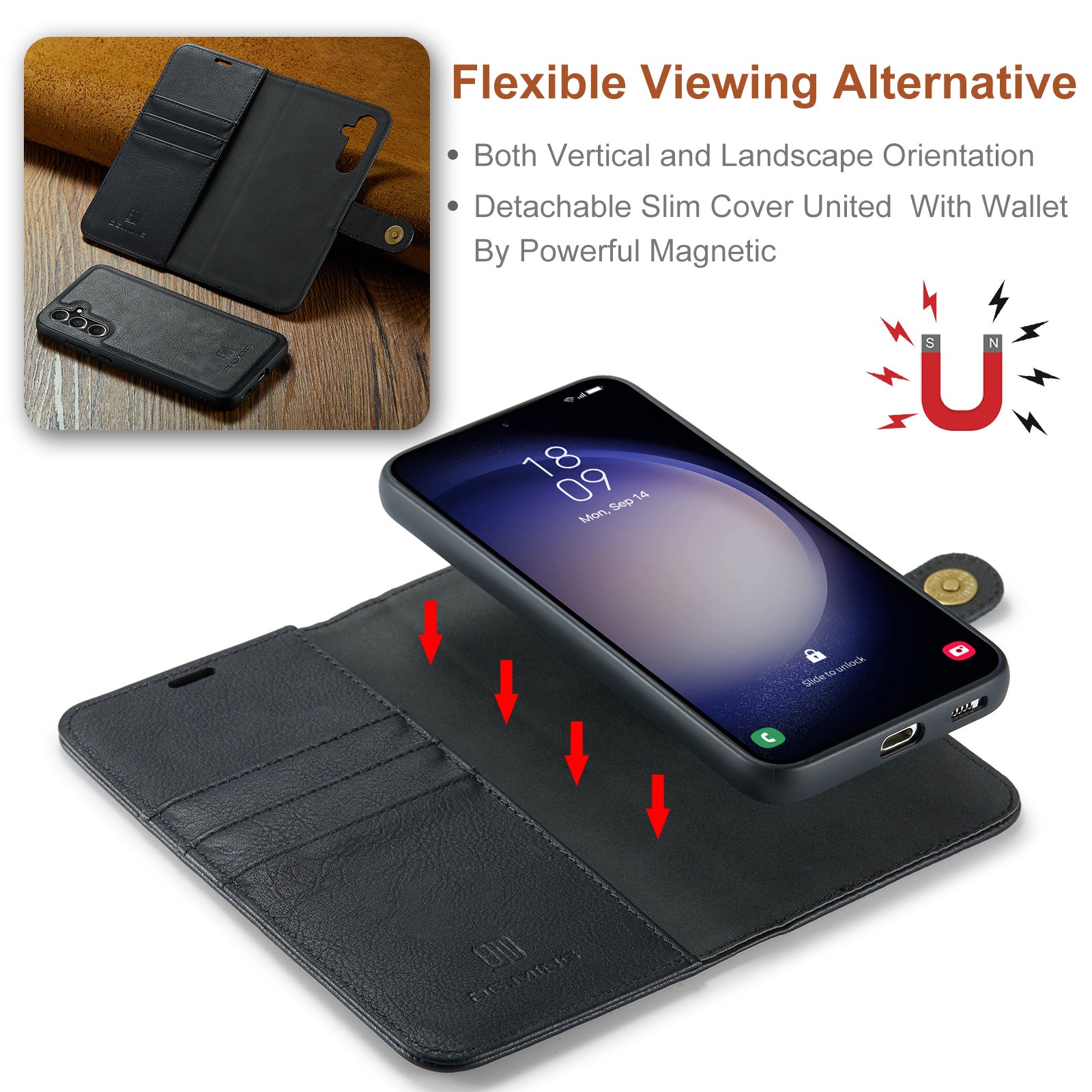 DG.MING for Samsung Galaxy A55 5G Case Detachable Split Leather Phone Cover with Stand Wallet DG.MING for Samsung Galaxy A55 5G Case Detachable Split Leather Phone Cover with Stand Wallet
